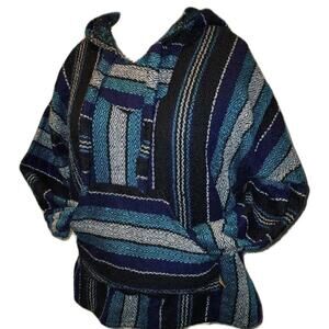 90s Mexican Poncho Baja Pullover Hoodie Artesanias Molina Size L